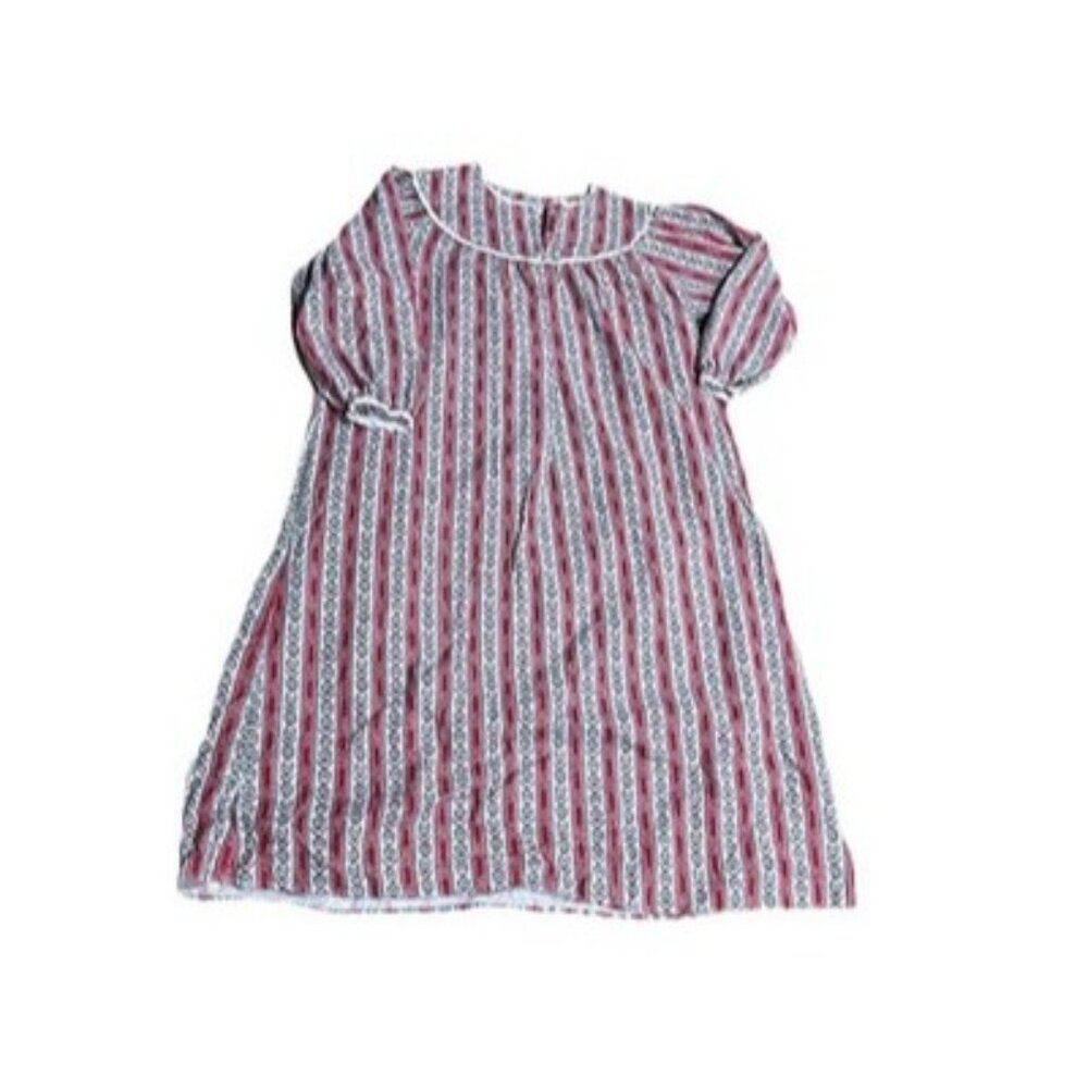 Lanz of Salzburg Cotton Flannel Christmas Holiday Red Eyelet Nightgown Large